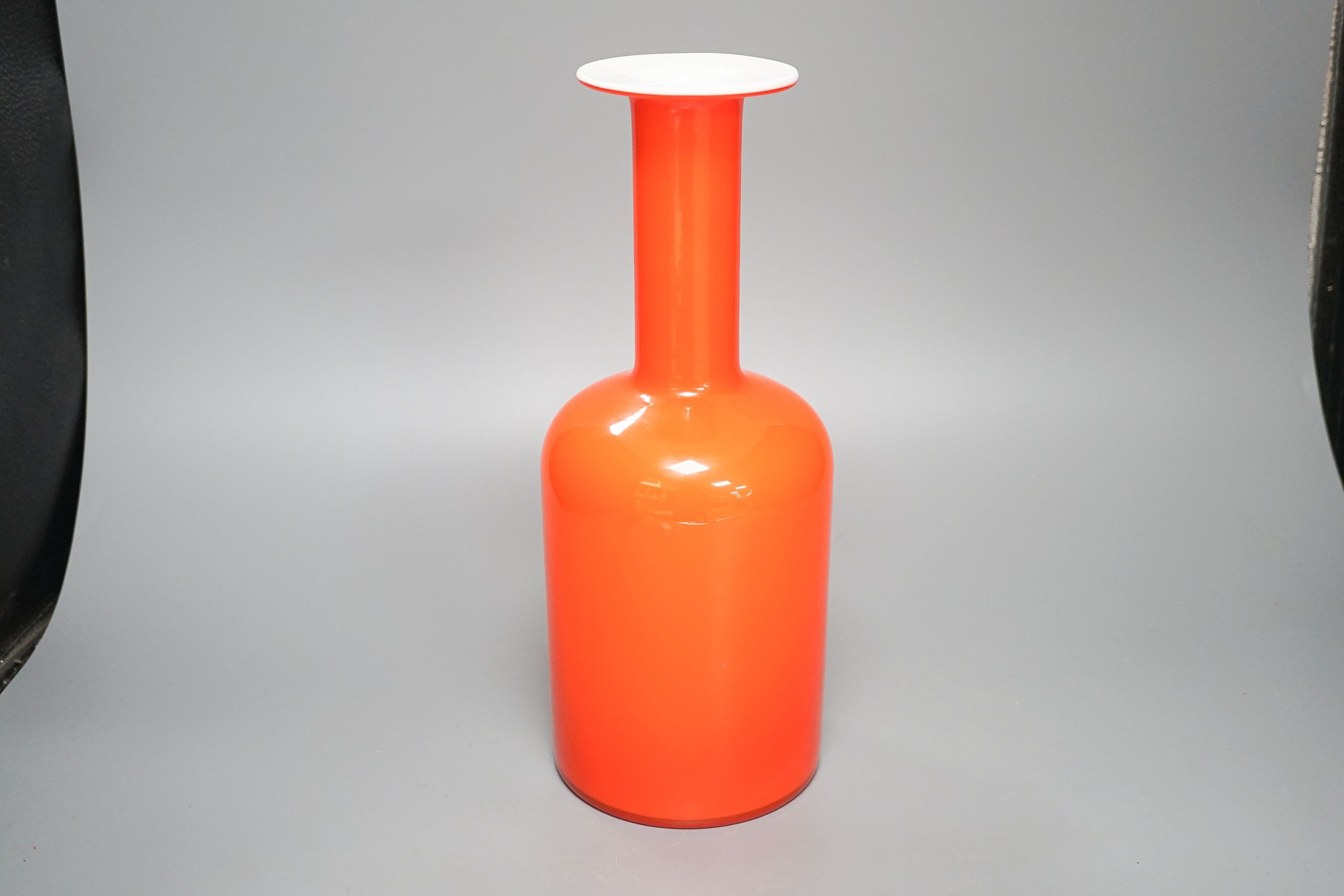 A red glass ‘Gulvvase’ by Otto Brauer for Holmegaard 30.5cm